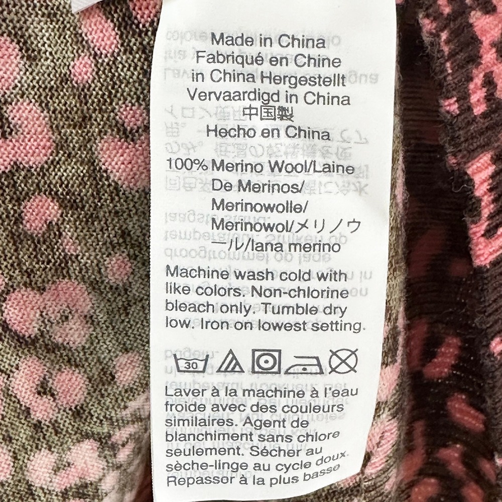 J. CREW 100% Merino Wool Crew Neck Sweater • XXS • pink, brown, leopard print - Picture 6 of 7